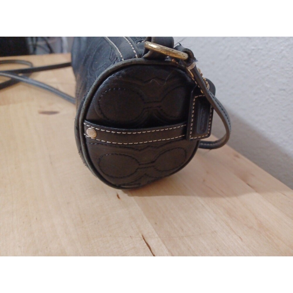 Vintage small Coach Rollbag in black Leather Signature - Picture 5 of 14